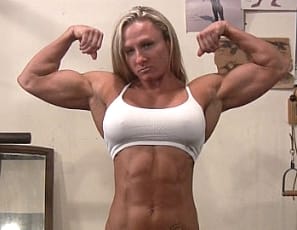 Watch as she poses and flexes her powerful muscles