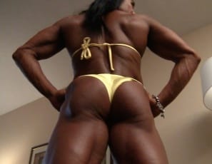  her pecs, biceps, abs, legs, glutes and calves